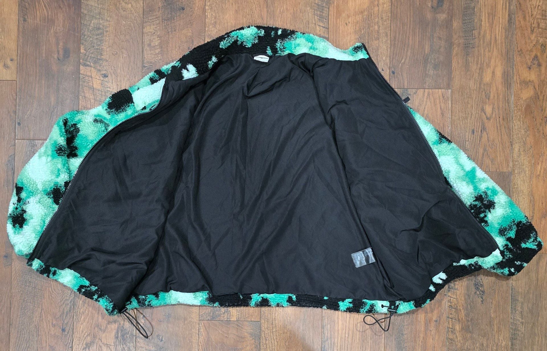 No Fear x H&M Sherpa Fleece Jacket Size XXL Green Black Tie Dye Zip 5