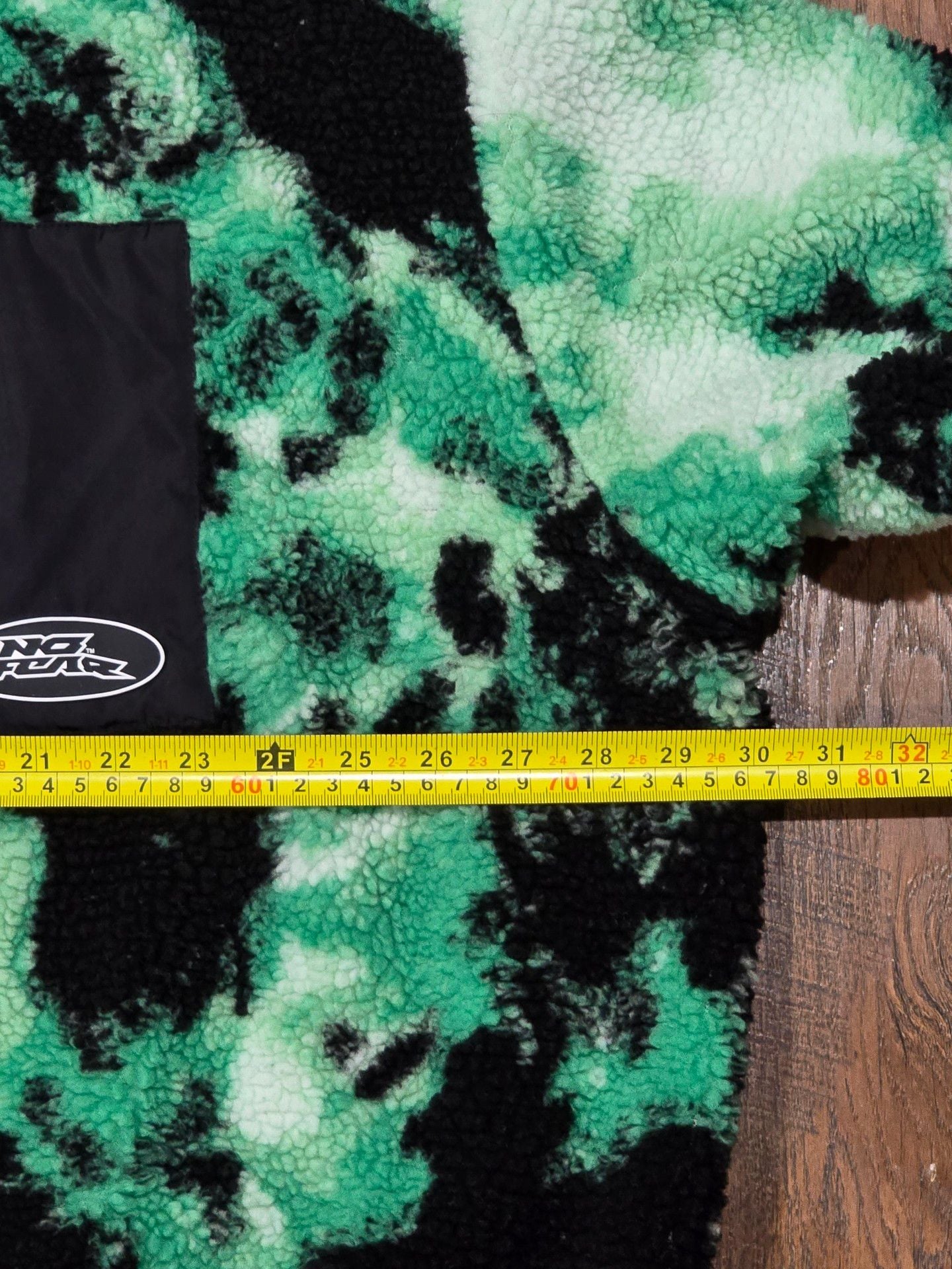No Fear x H&M Sherpa Fleece Jacket Size XXL Green Black Tie Dye Zip 11