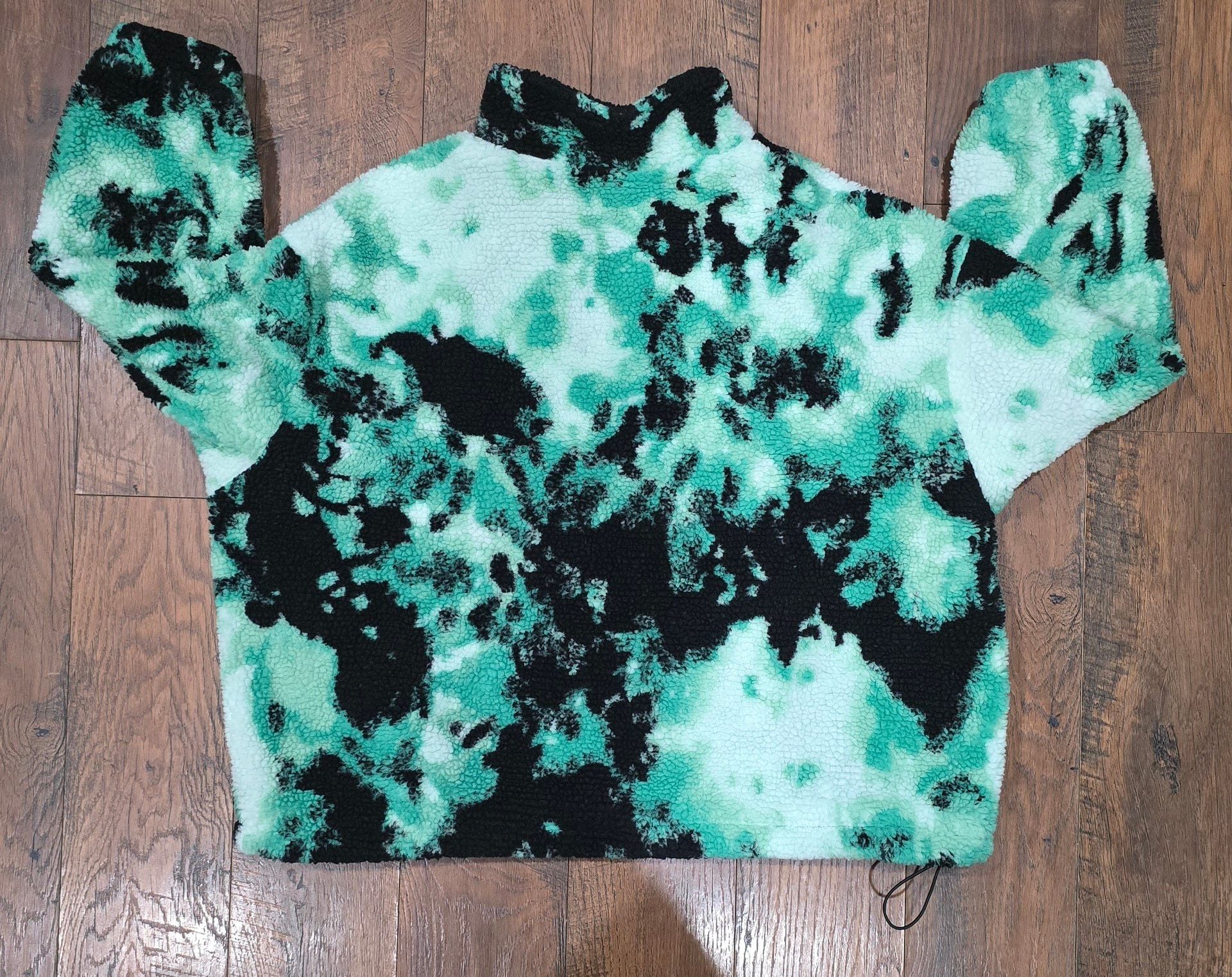 No Fear x H&M Sherpa Fleece Jacket Size XXL Green Black Tie Dye Zip 13