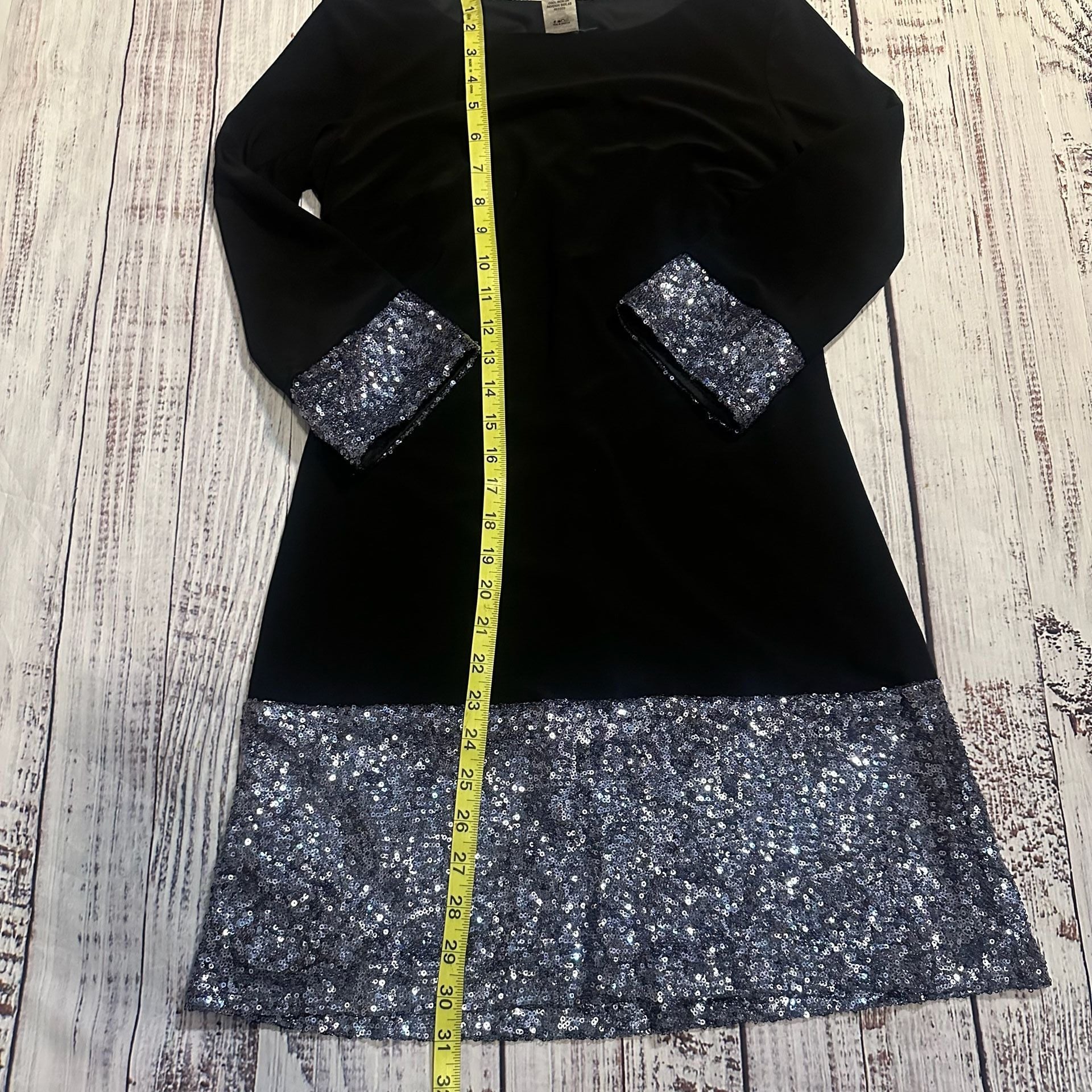 B. Darlin Dress Size 7.8 Black Silver Sequin Hem Cuffs Cocktail Party Dress 3