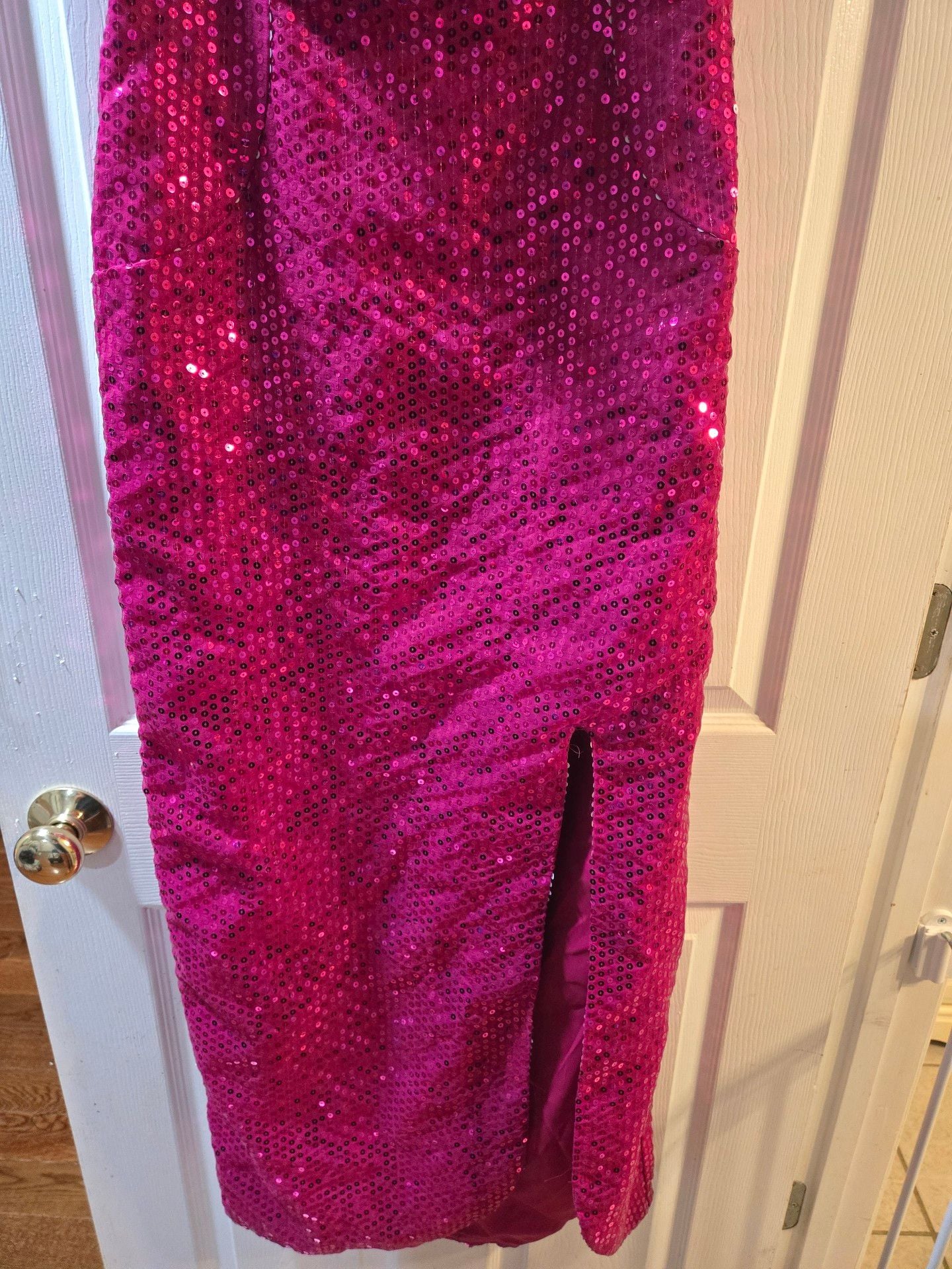 Nadine Magenta Sequin Ruffle Sleeve Dress 3