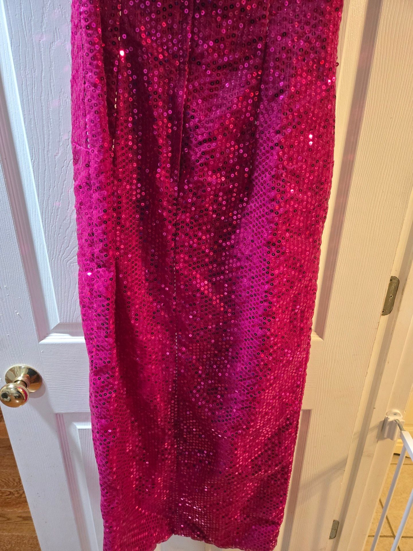 Nadine Magenta Sequin Ruffle Sleeve Dress 7