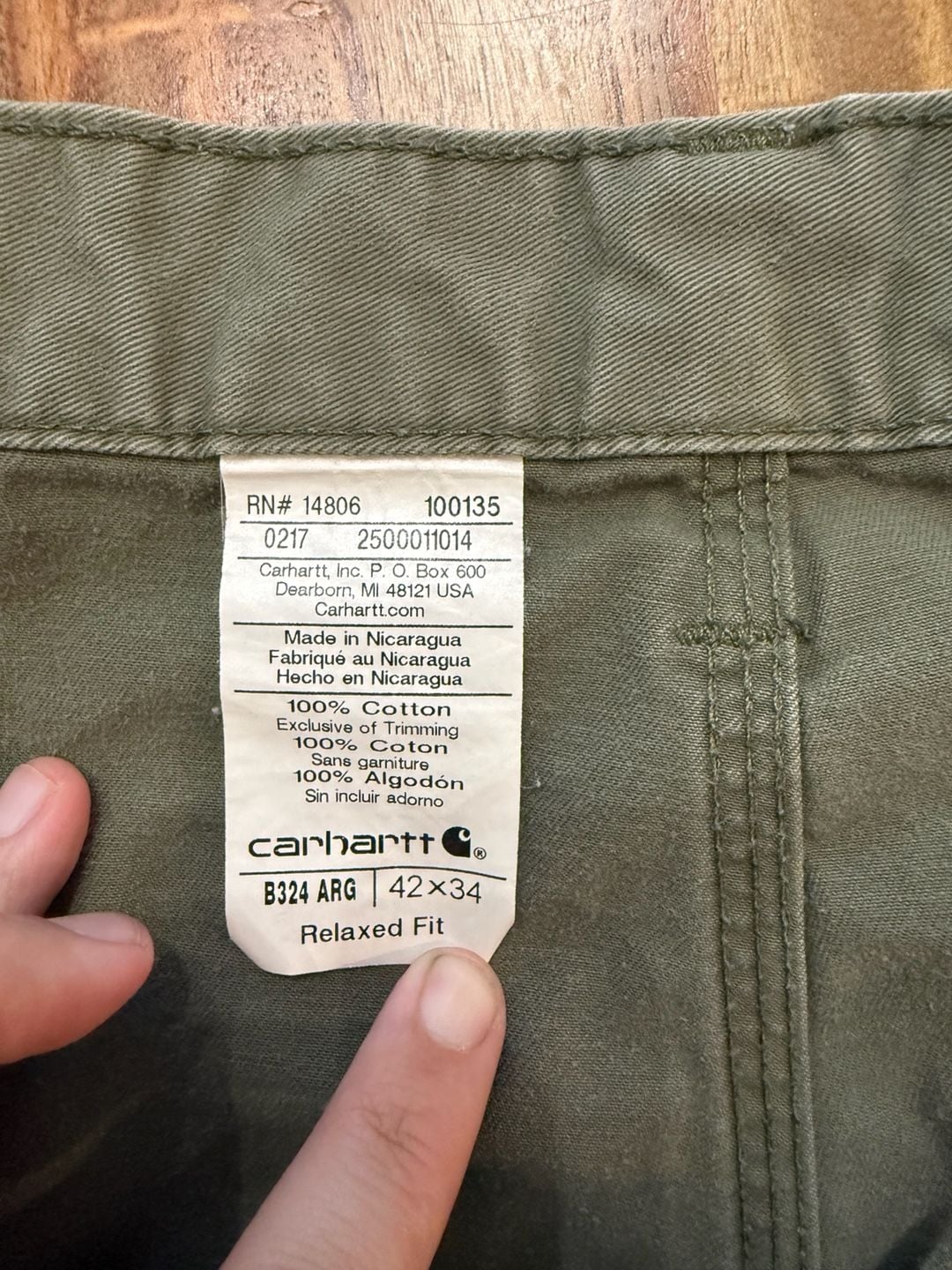 Carhartt B324 Relaxed Fit Carpenter Pants Size 42x34 Olive Green 6