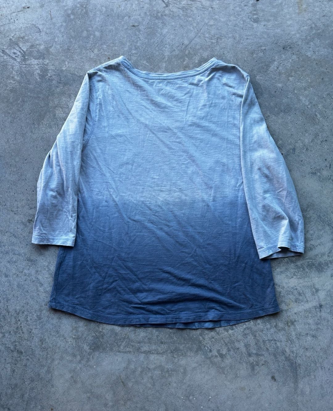 Sonoma Life + Style Top Size L Blue Ombre Floral 3/4 Sleeve Cotton 3