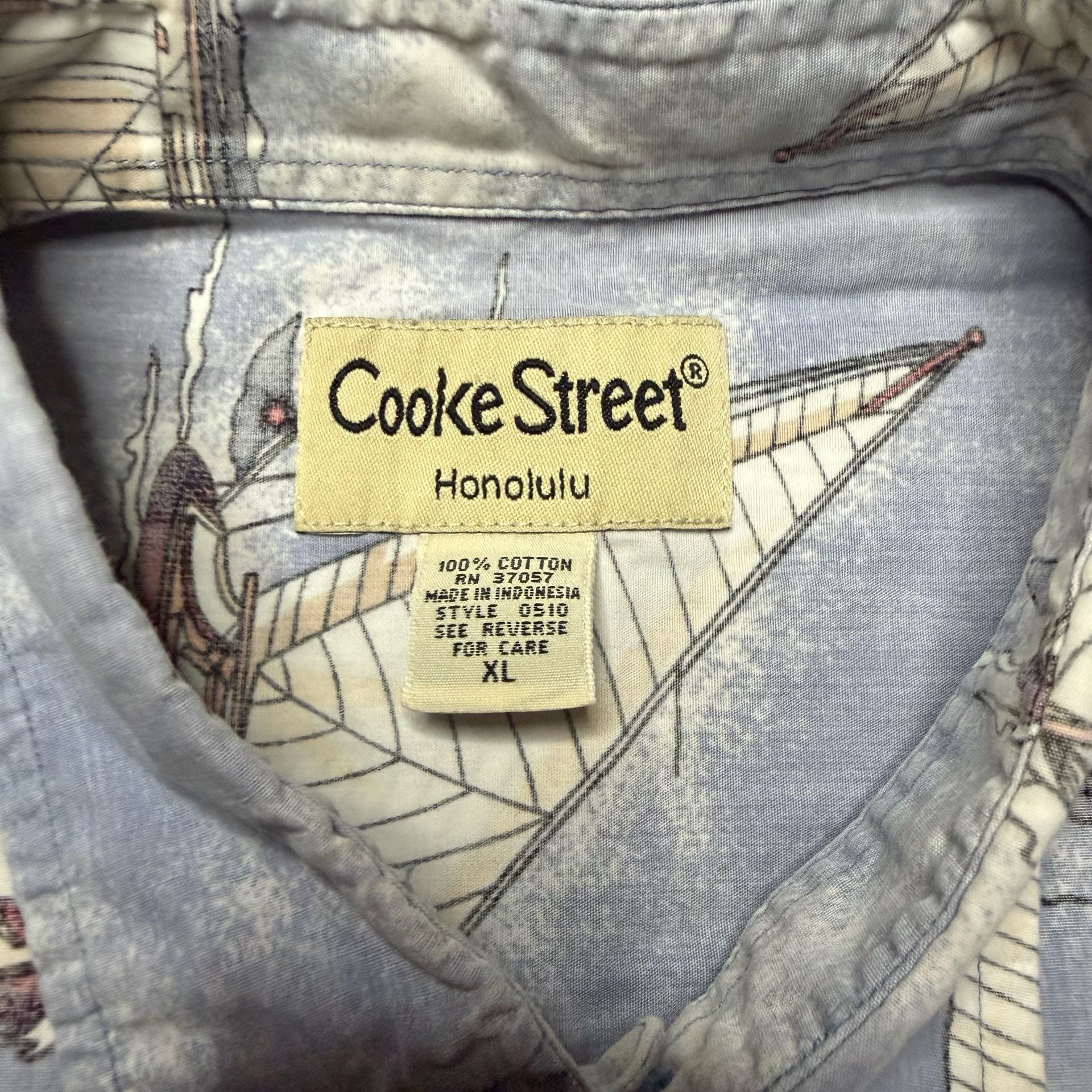 Cooke Street Hawaiian Shirt Size XL Blue Sailboat Nautical Short Sleeve 4