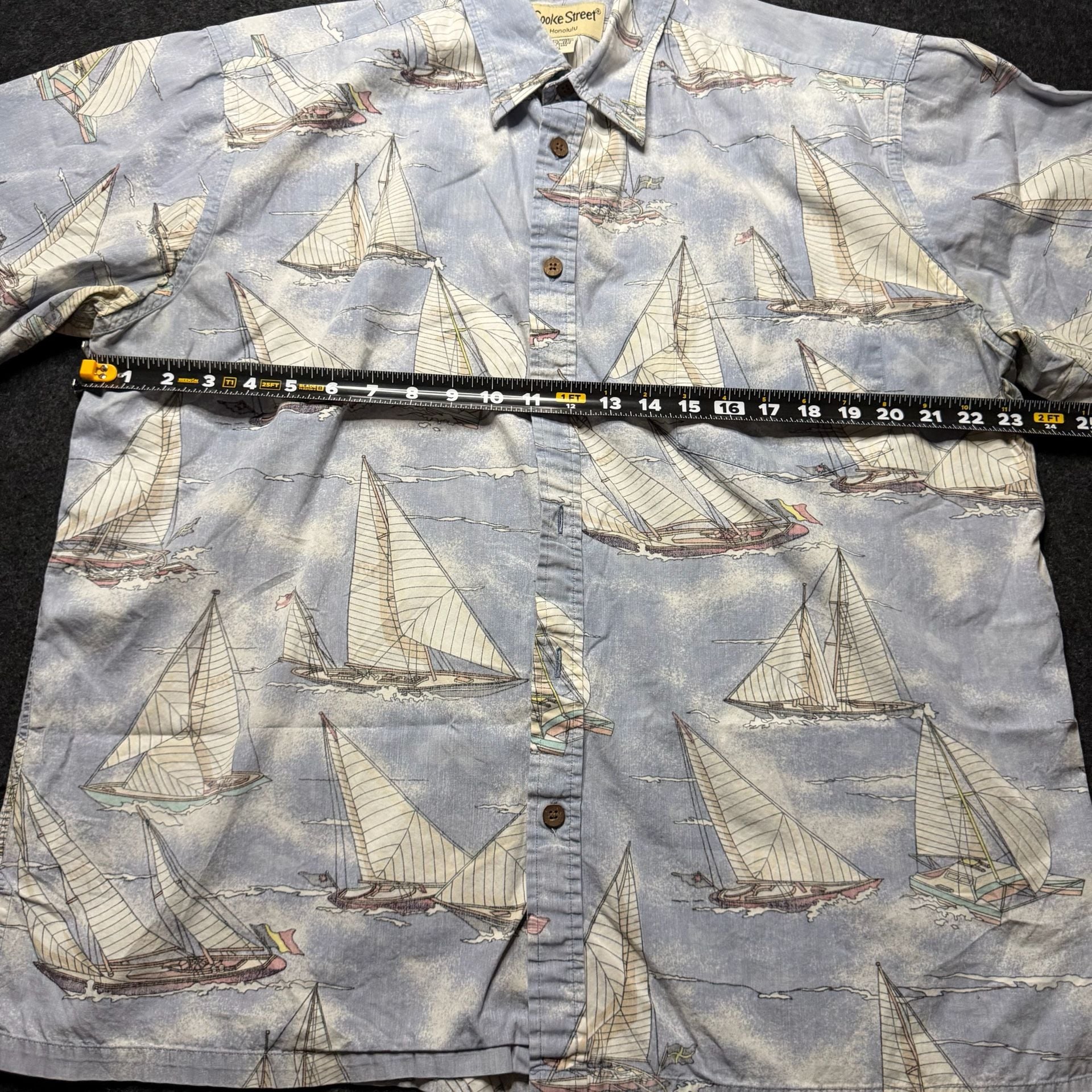 Cooke Street Hawaiian Shirt Size XL Blue Sailboat Nautical Short Sleeve 5