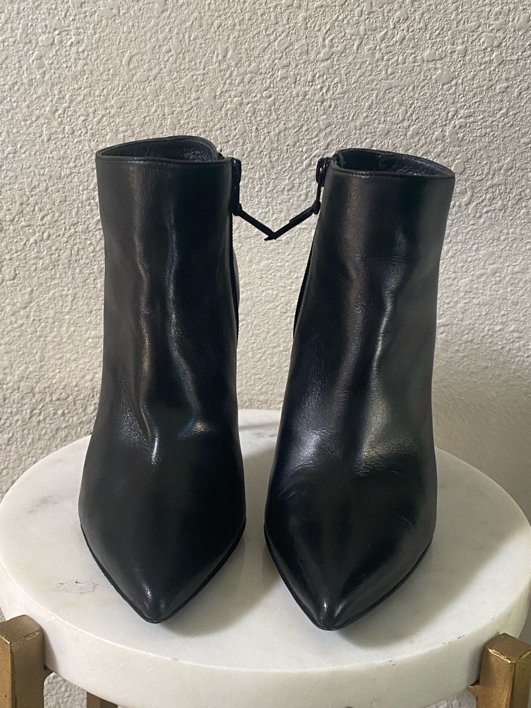 Stuart Weitzman Stuart Power Zip 75 Bootie Black Leather Pointed Toe 3