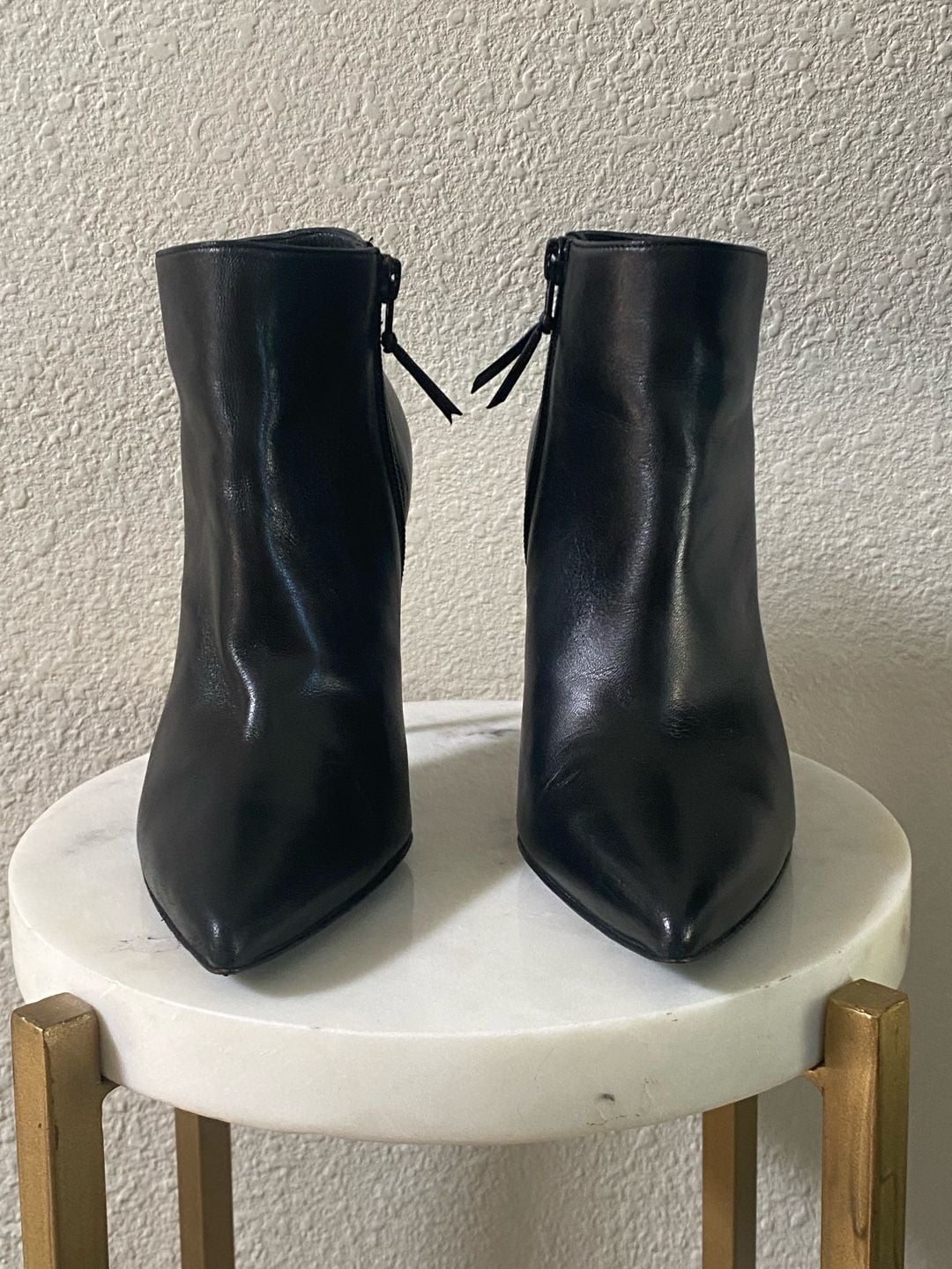Stuart Weitzman Stuart Power Zip 75 Bootie Black Leather Pointed Toe 4