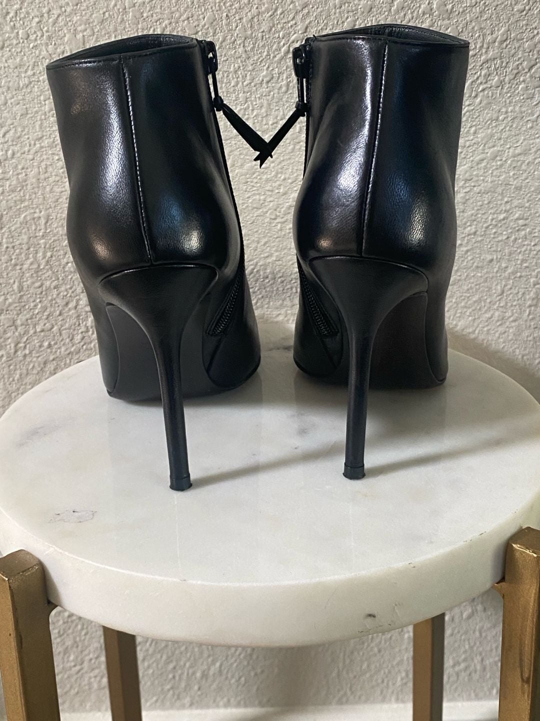 Stuart Weitzman Stuart Power Zip 75 Bootie Black Leather Pointed Toe 9