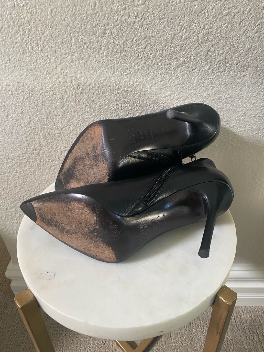 Stuart Weitzman Stuart Power Zip 75 Bootie Black Leather Pointed Toe 15