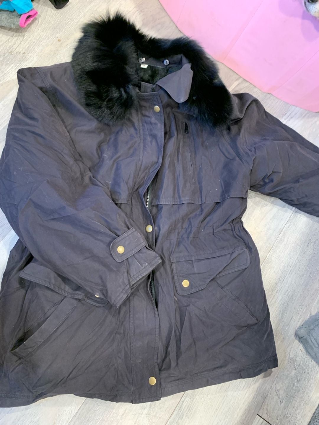 Guy laroche Skea Paris Vail Vintage Black Ski Jacket Faux Fur Trim Winter 7