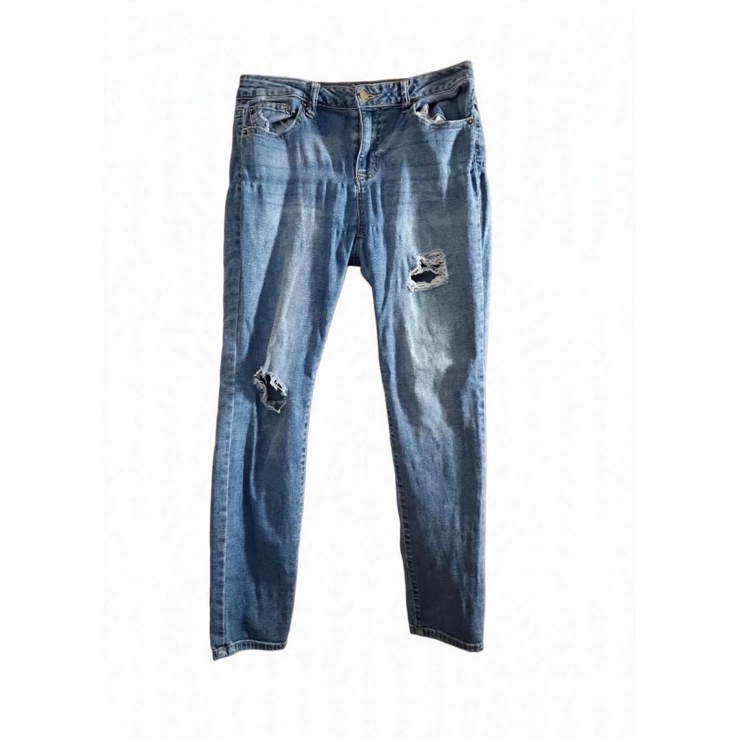 d.jeans Women's Distressed Mid-Rise Stretch Denim Jeans Size 8 3