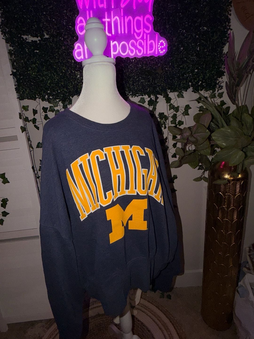 Pressbox Michigan Wolverines Sweatshirt Size 2XL Navy Blue Crewneck 2