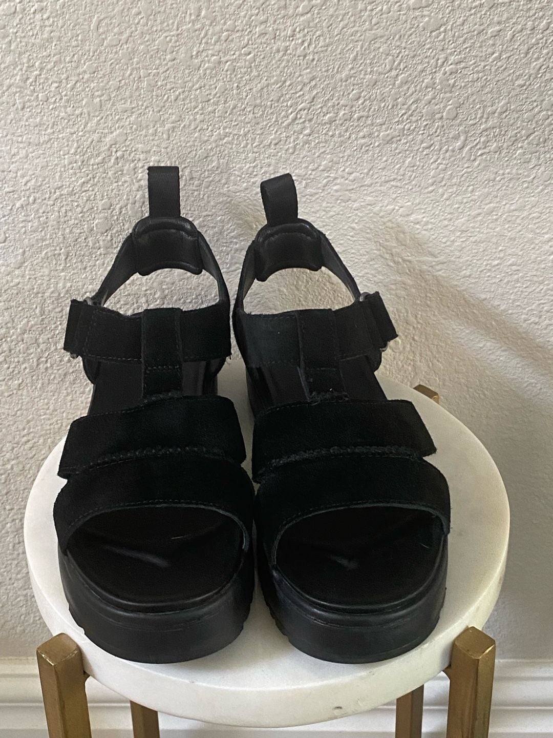 UGG Goldenstar Strap Sandals Black Suede 4