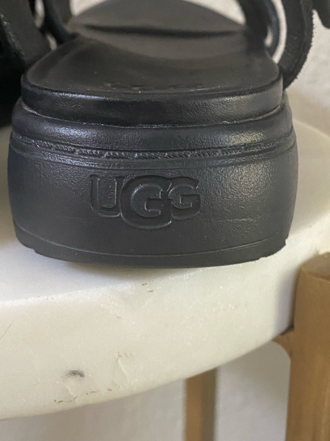 UGG Goldenstar Strap Sandals Black Suede 8