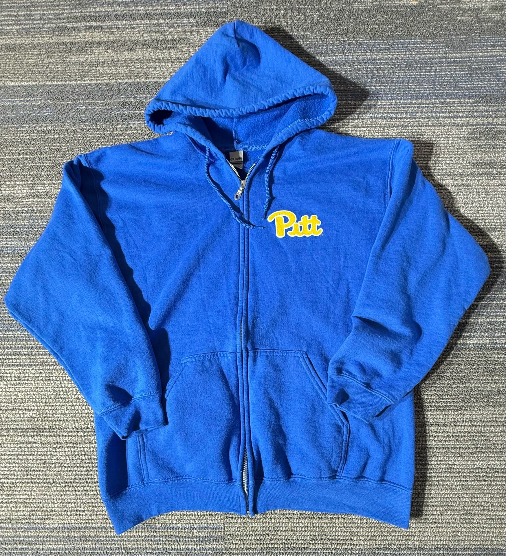 Gildan Pitt Panthers Zip Up Hoodie Size L Blue Fleece 2