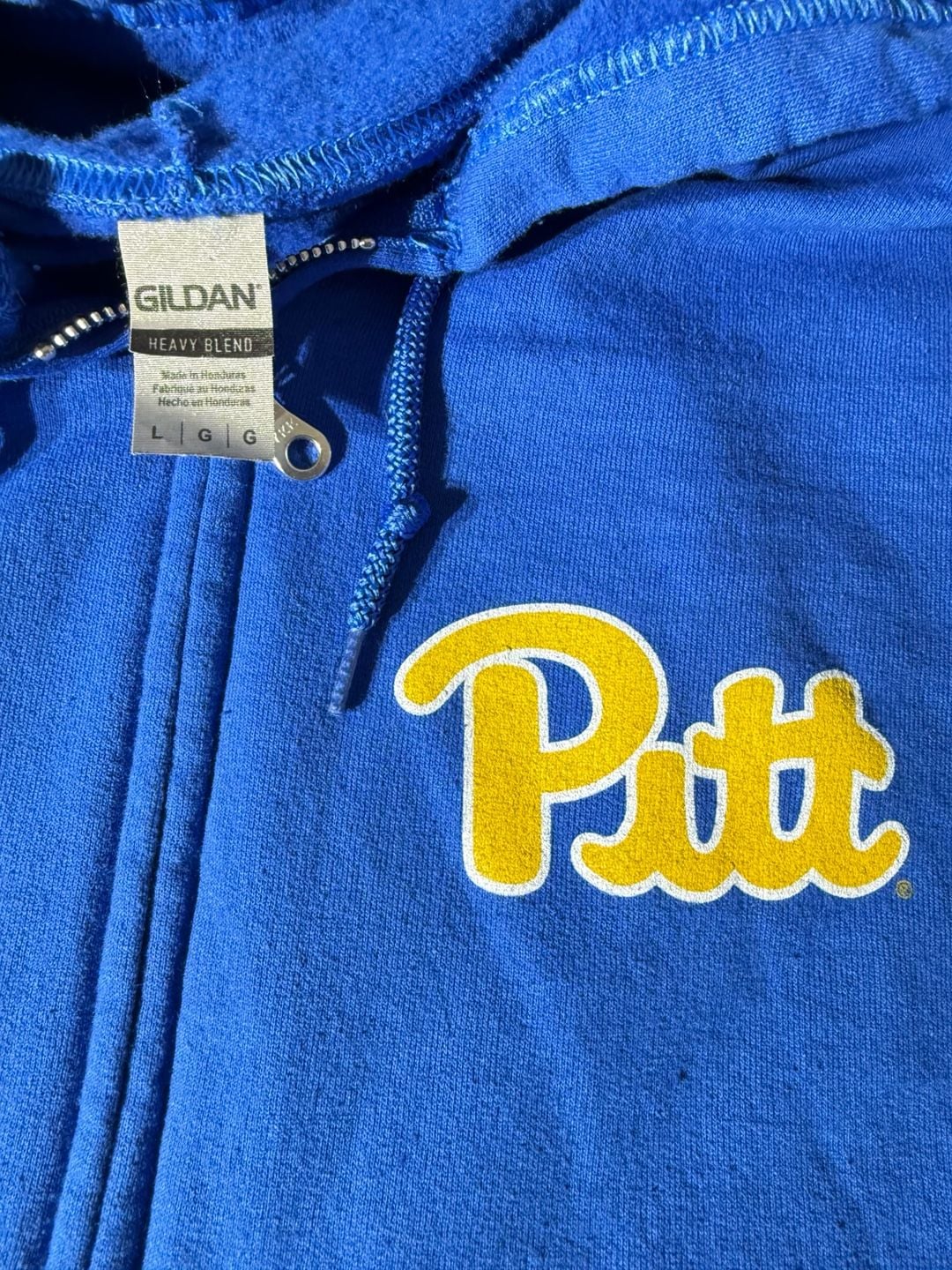 Gildan Pitt Panthers Zip Up Hoodie Size L Blue Fleece 3