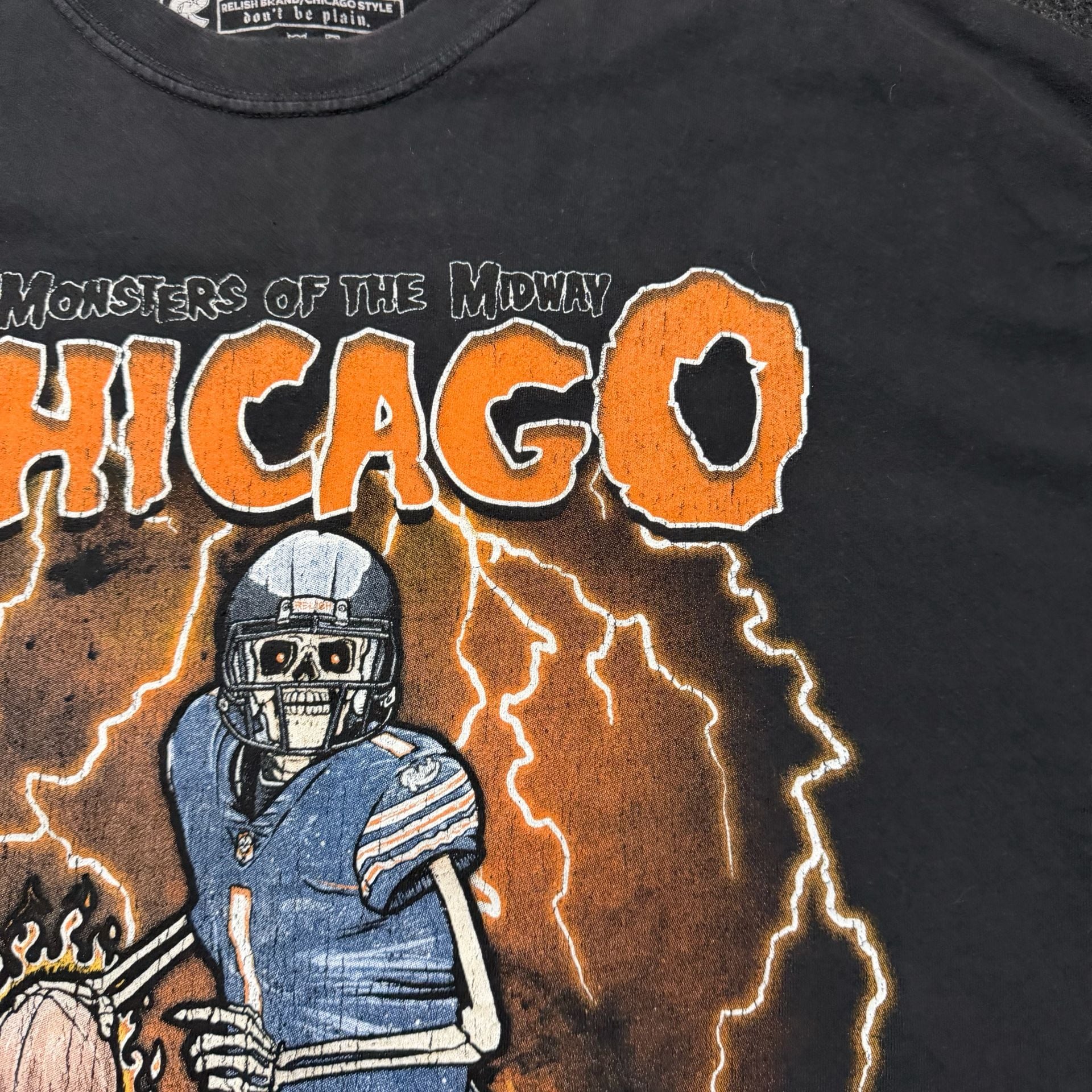 Relish Brand Chicago Monsters of the Midway T-Shirt Size 2XL Black Football 3