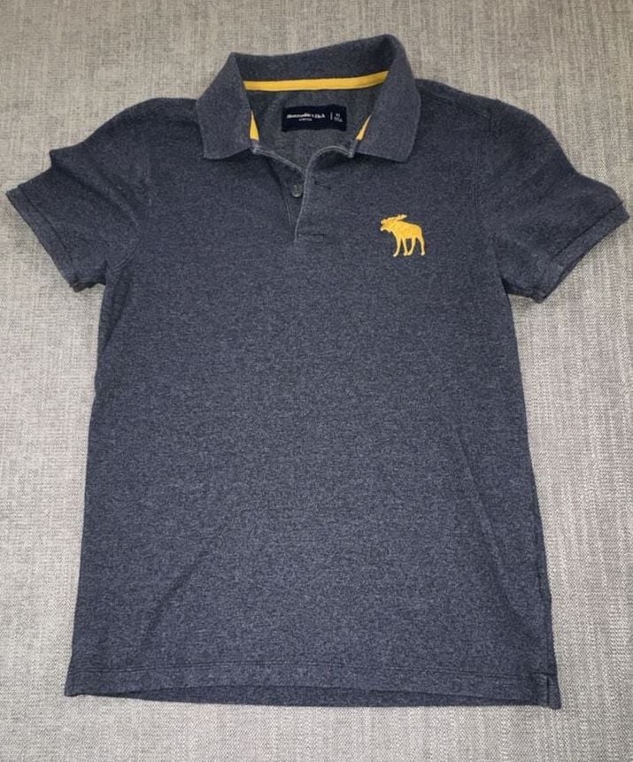 Abercrombie & Fitch Polo Shirt Size XS Gray Stretch Logo 2