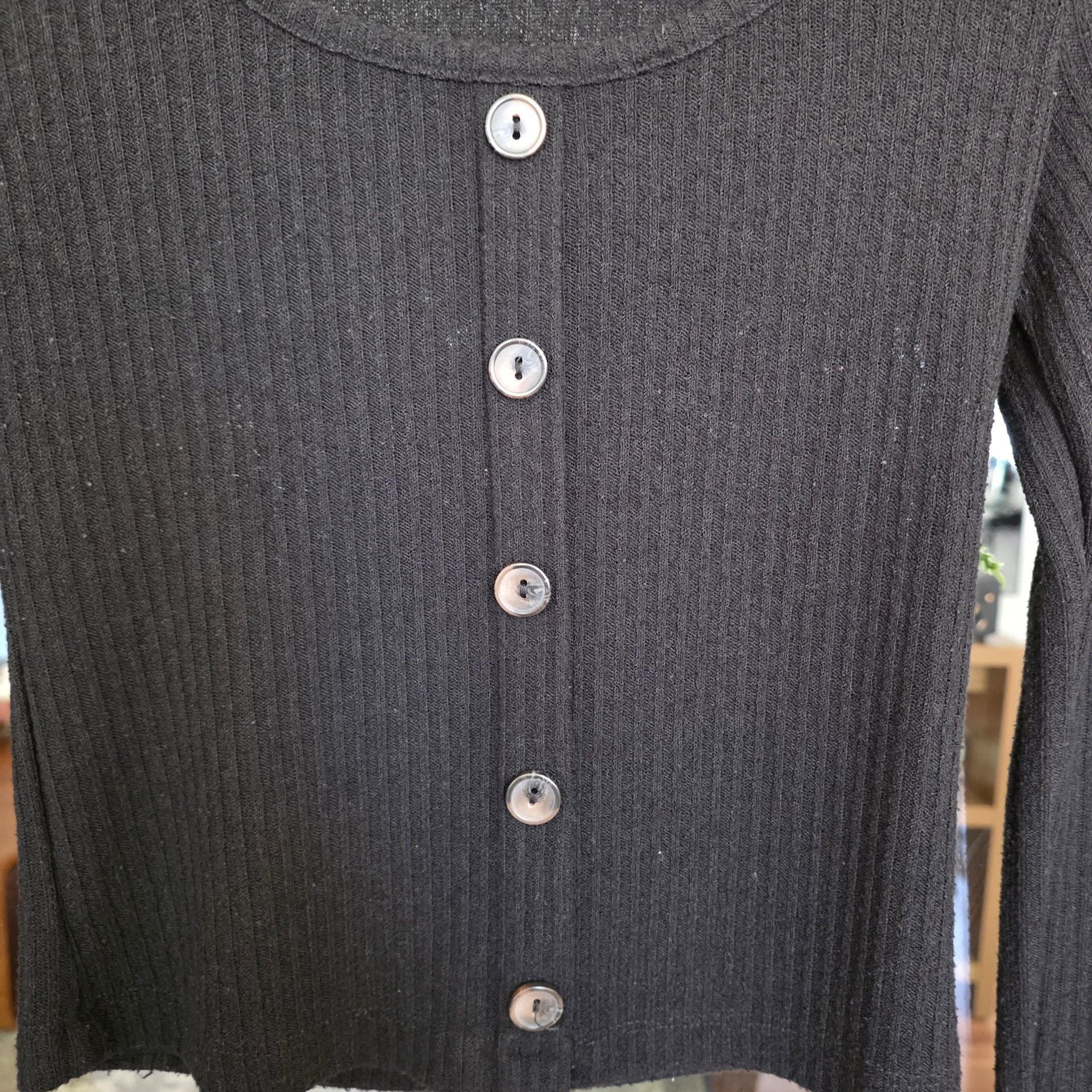 Final Touch Black Ribbed Long Sleeve Top Size S 3