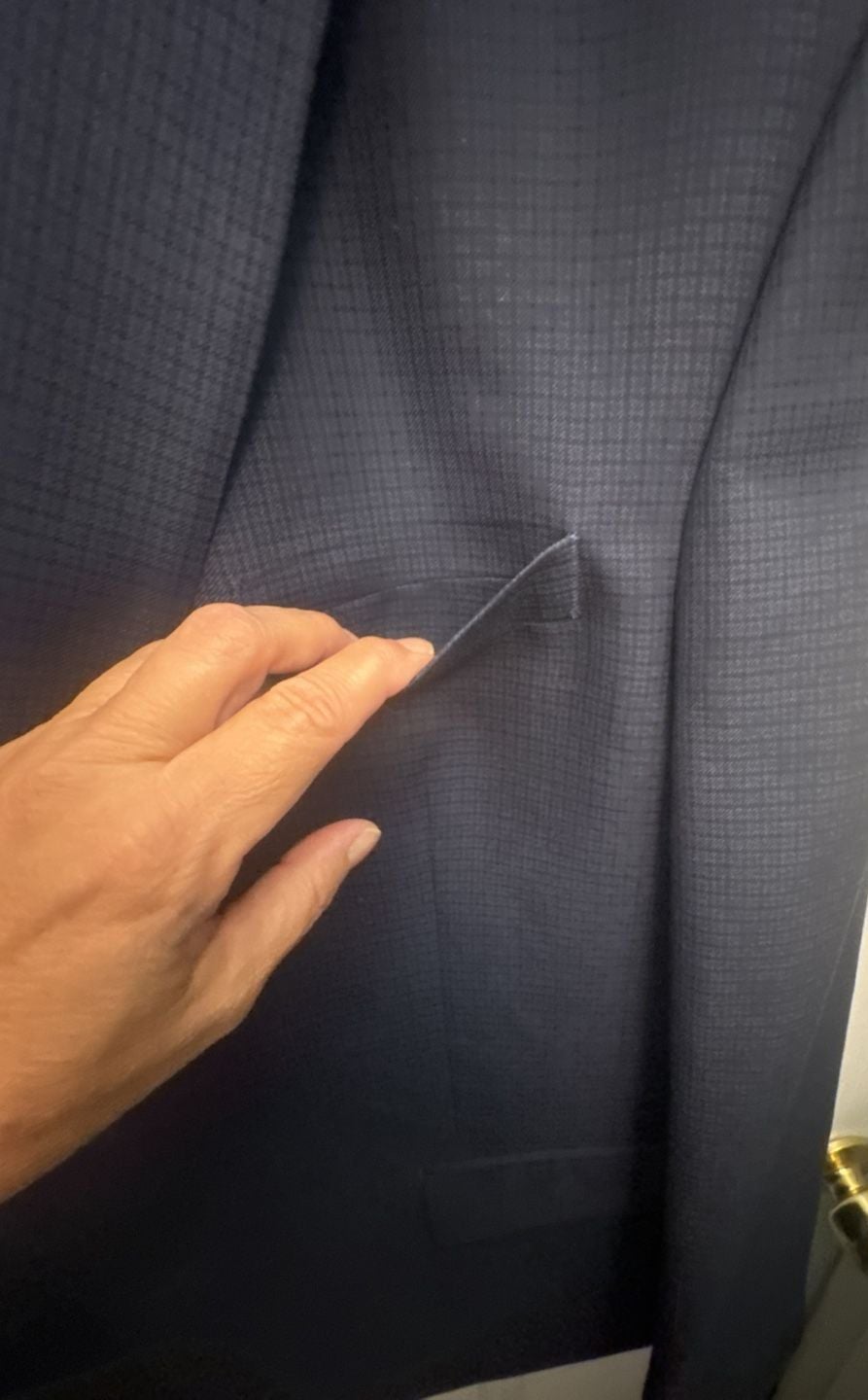 Chaps Suit Jacket Size 46R Navy Blue Check Blazer 5
