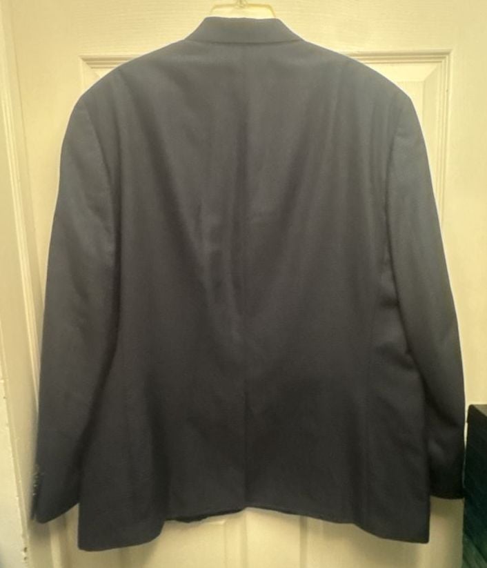 Chaps Suit Jacket Size 46R Navy Blue Check Blazer 9