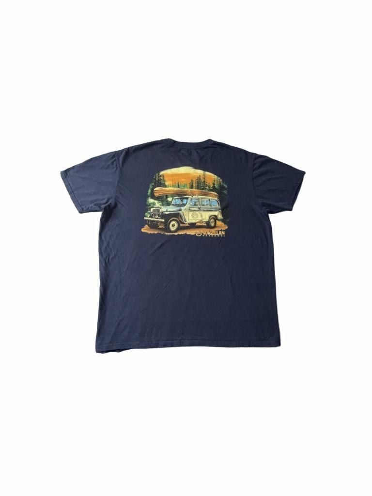 Magellan Outdoors Graphic T-Shirt Size XL Navy Blue Car Canoe 6