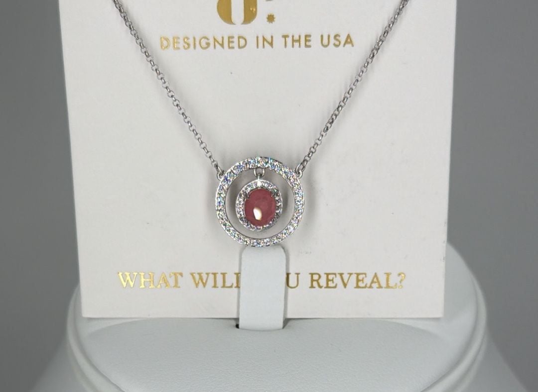Bomb Party Eclipsed By Your Love Necklace 16" Rose Quartz Sterling Silver 1