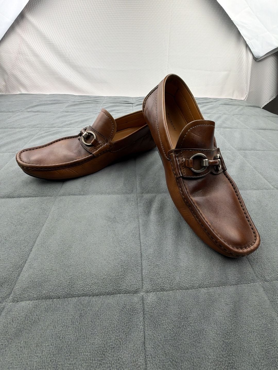 Magnanni Leather Bit Driving Loafers Brown Cognac 3