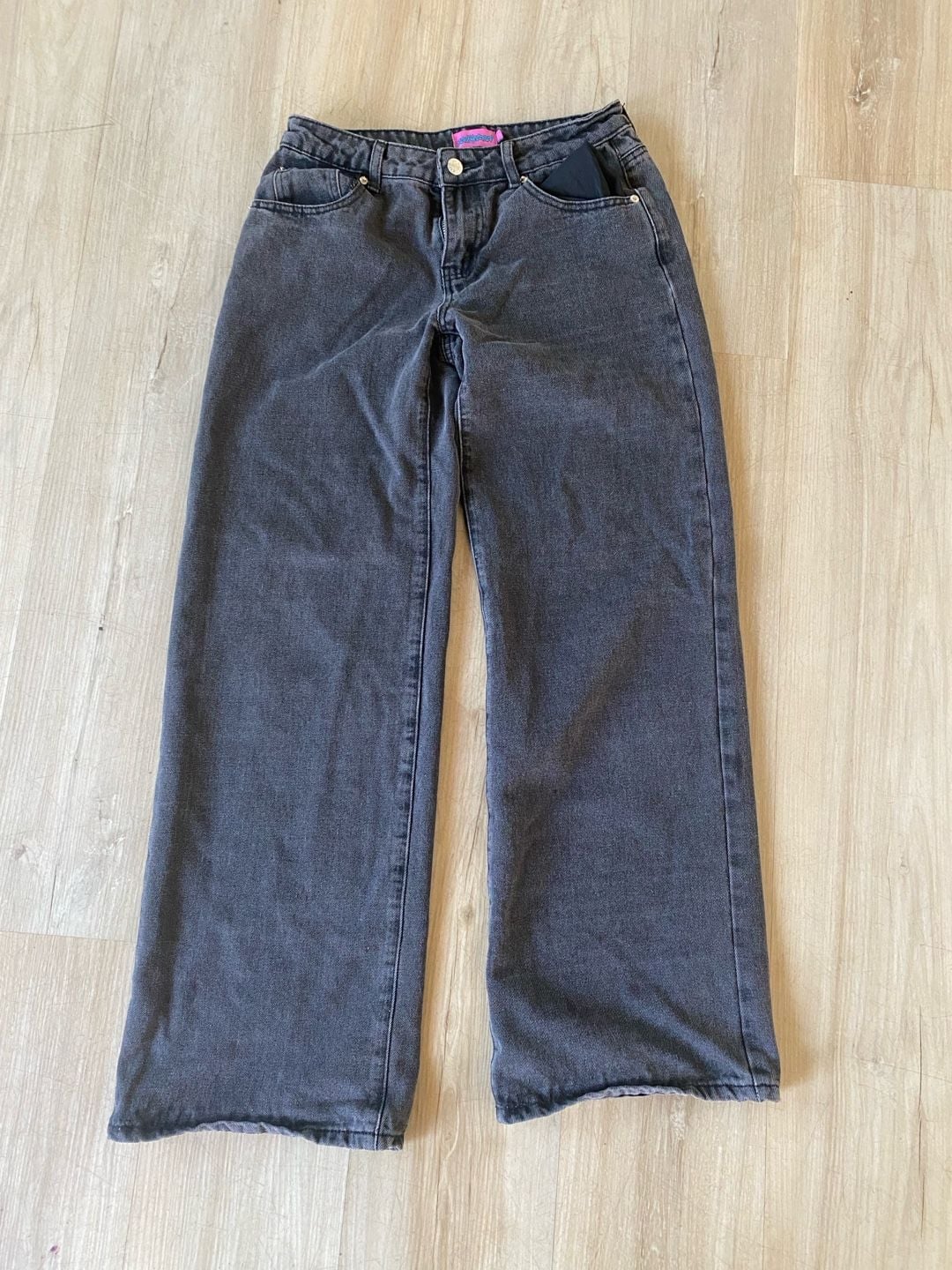 Edikted Baggy Jeans Size M Black Washed Wide Leg 2