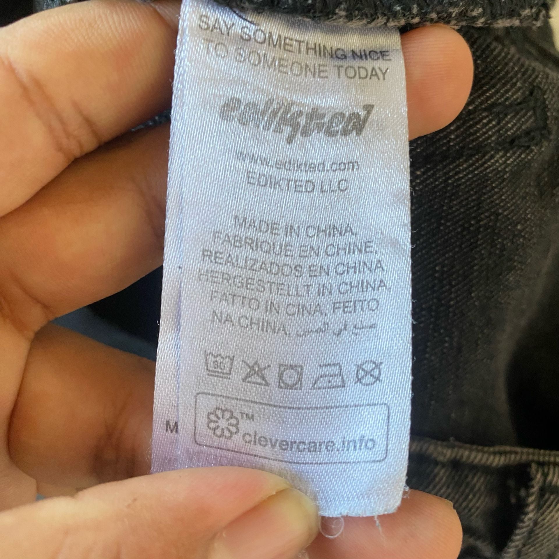 Edikted Baggy Jeans Size M Black Washed Wide Leg 4