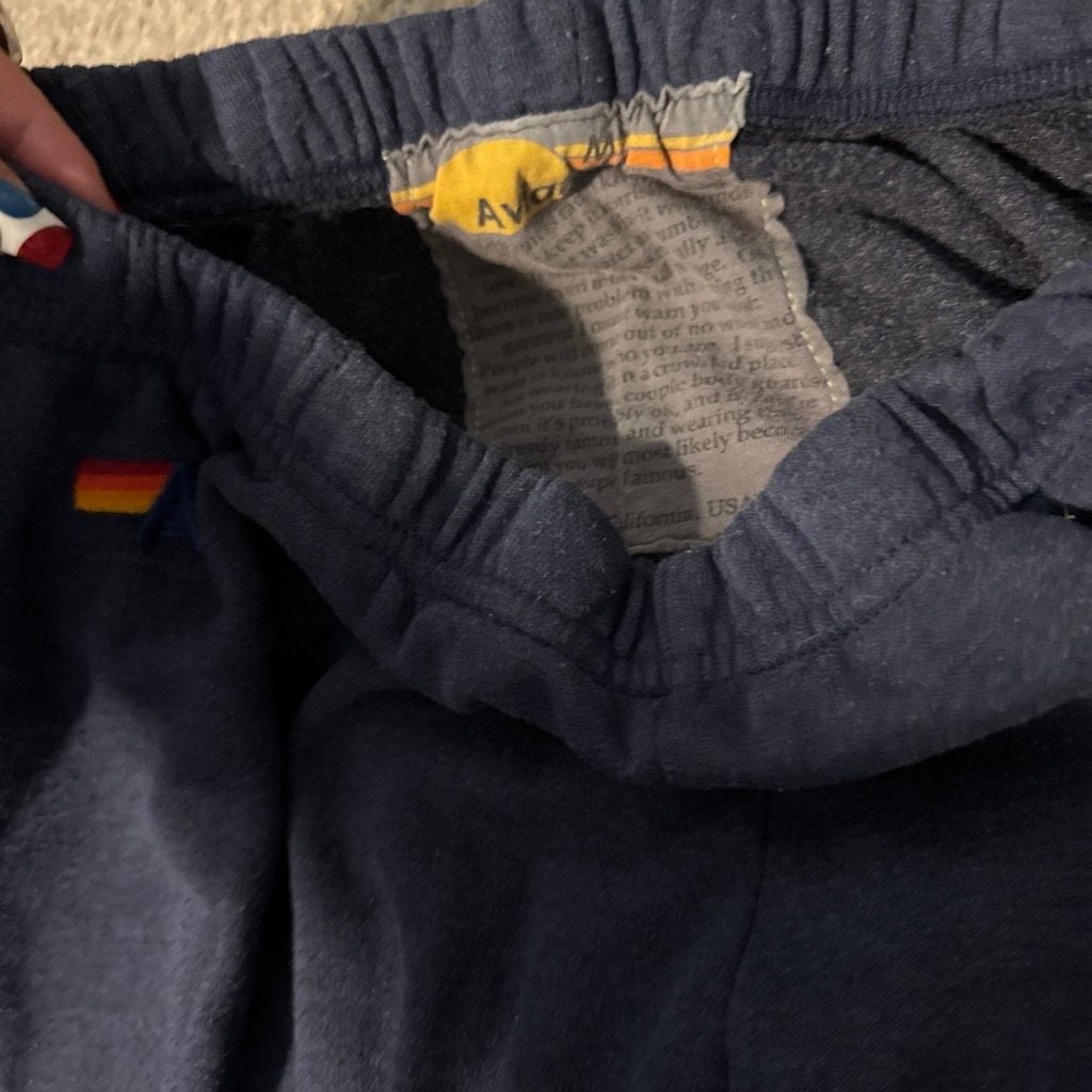 Aviator Nation Rainbow Stripe Joggers Size M Navy 3