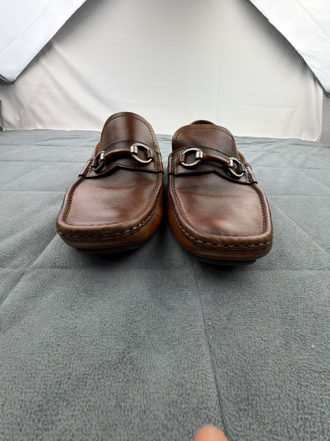 Magnanni Leather Bit Driving Loafers Brown Cognac 9