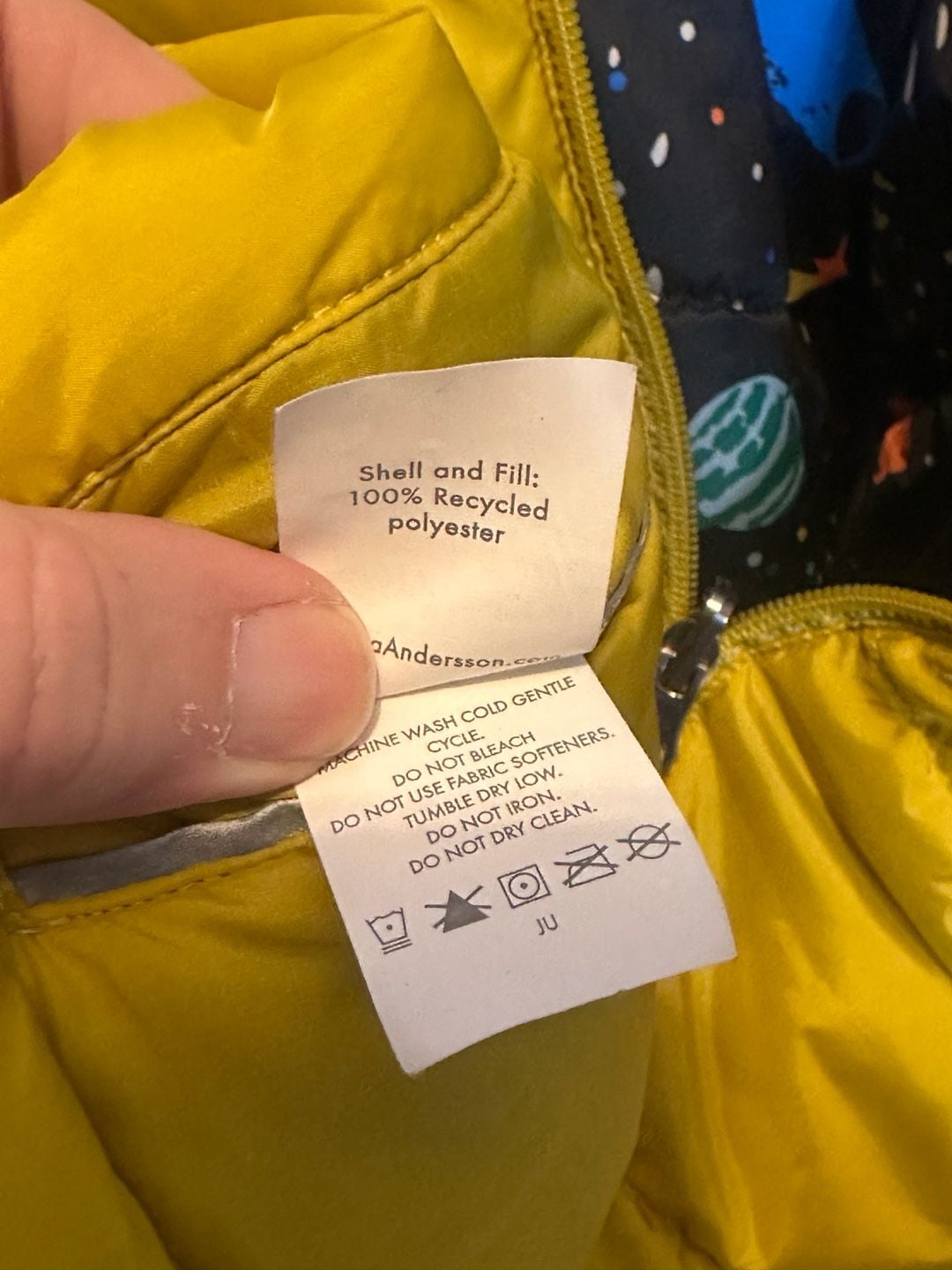 Hanna Andersson Reversible Puffer Jacket Size 12 Space Print Yellow 8