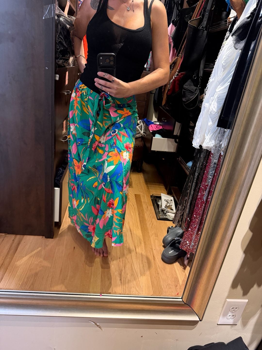 J. Crew Printed Faux Wrap Midi Skirt Size XL Bright Clover 2