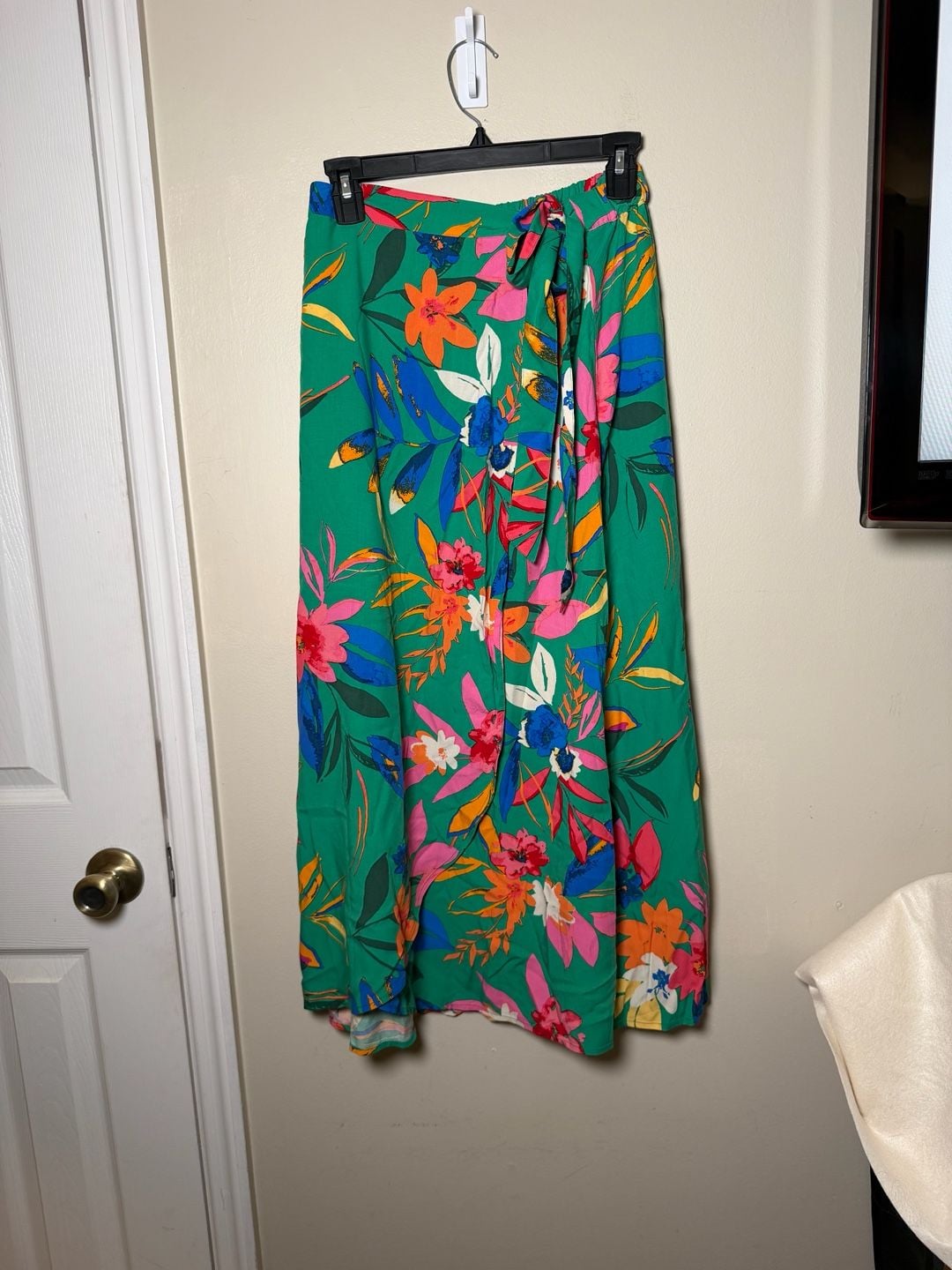 J. Crew Printed Faux Wrap Midi Skirt Size XL Bright Clover 3