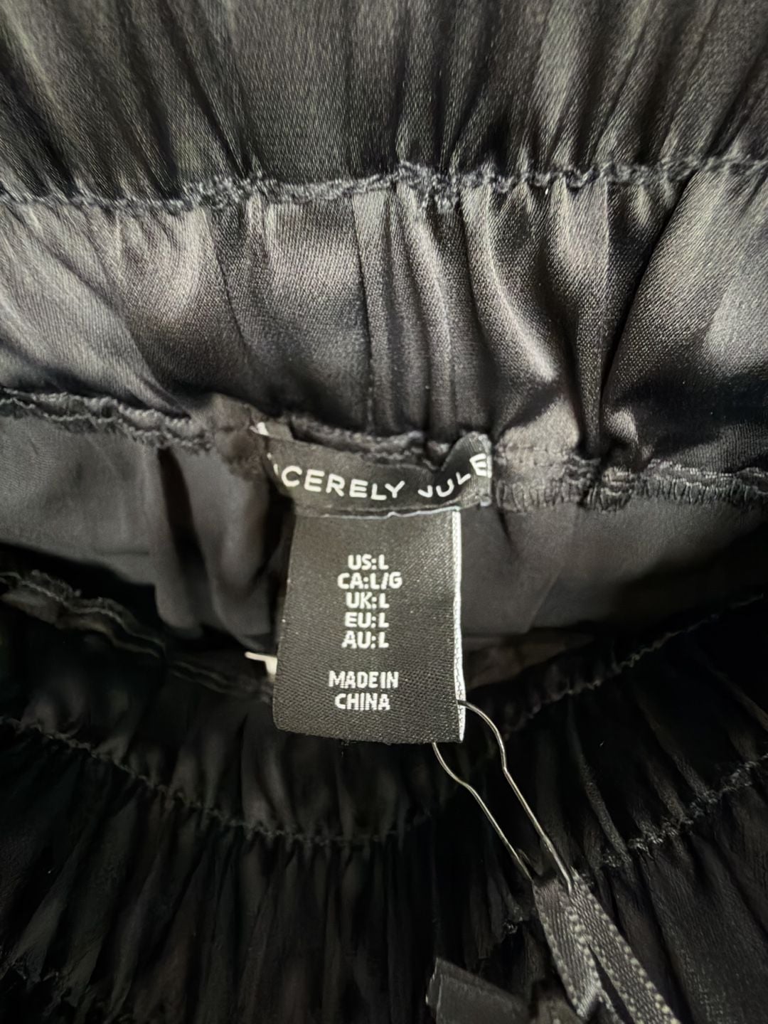 Sincerely Jules Pants Size L Black High Waist Satin 3