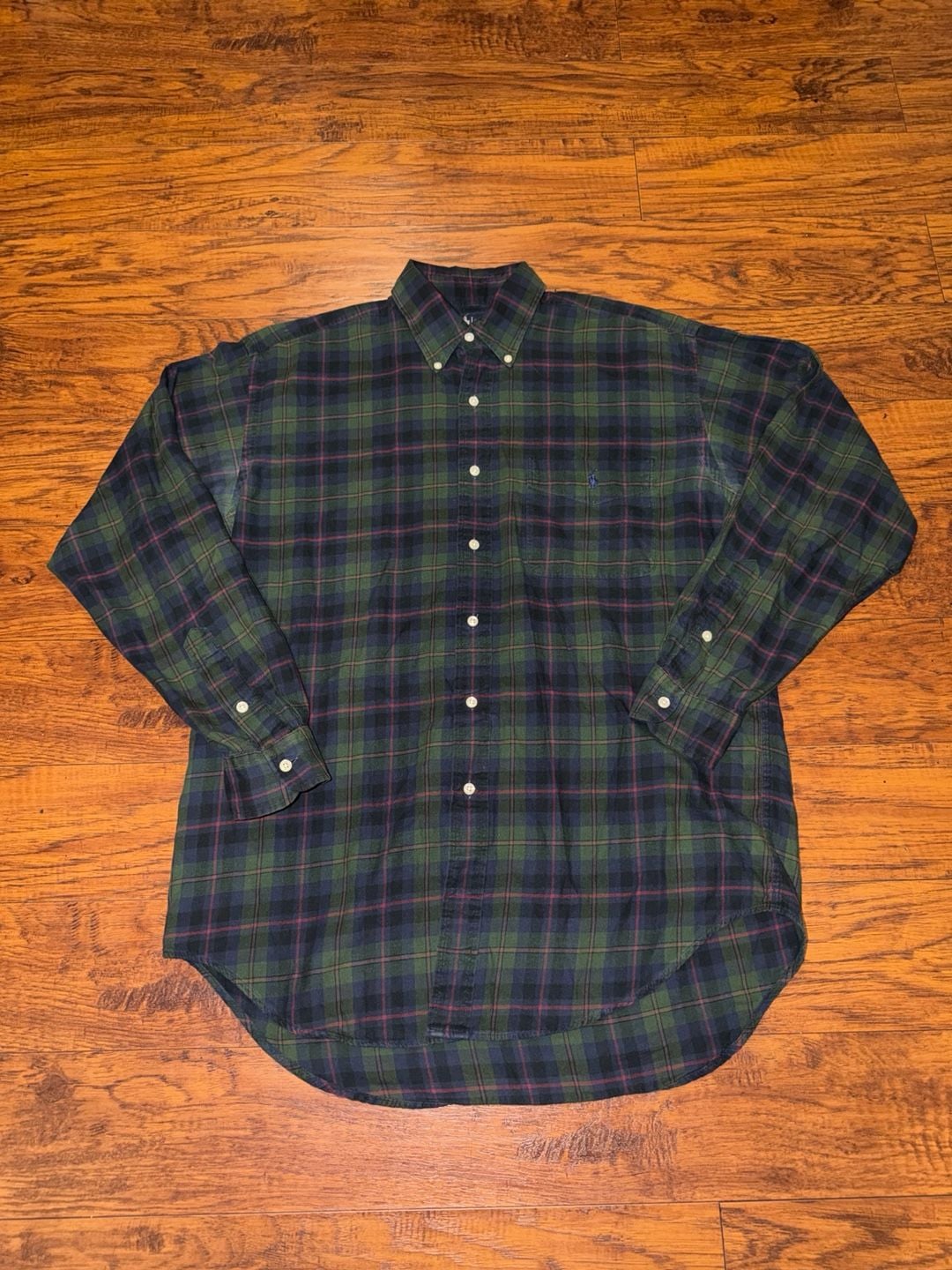 Ralph Lauren Plaid Button Down Shirt Green Blue Blackwatch 2