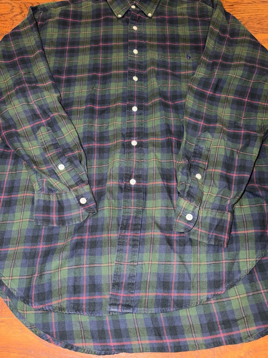 Ralph Lauren Plaid Button Down Shirt Green Blue Blackwatch 4