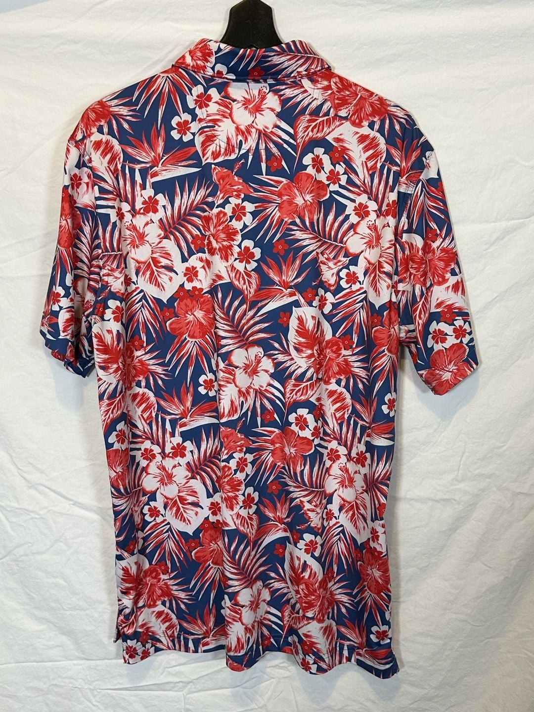 Chubbies Performance Polo Size M Red Blue Floral Hawaiian Golf Shirt 3