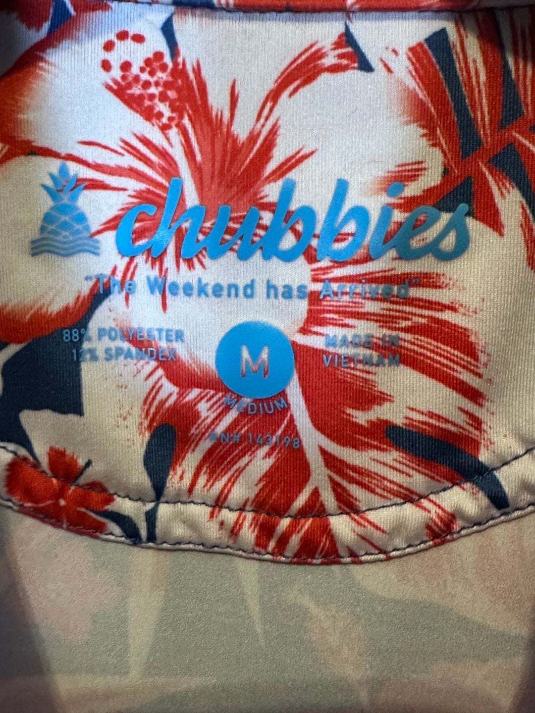 Chubbies Performance Polo Size M Red Blue Floral Hawaiian Golf Shirt 4