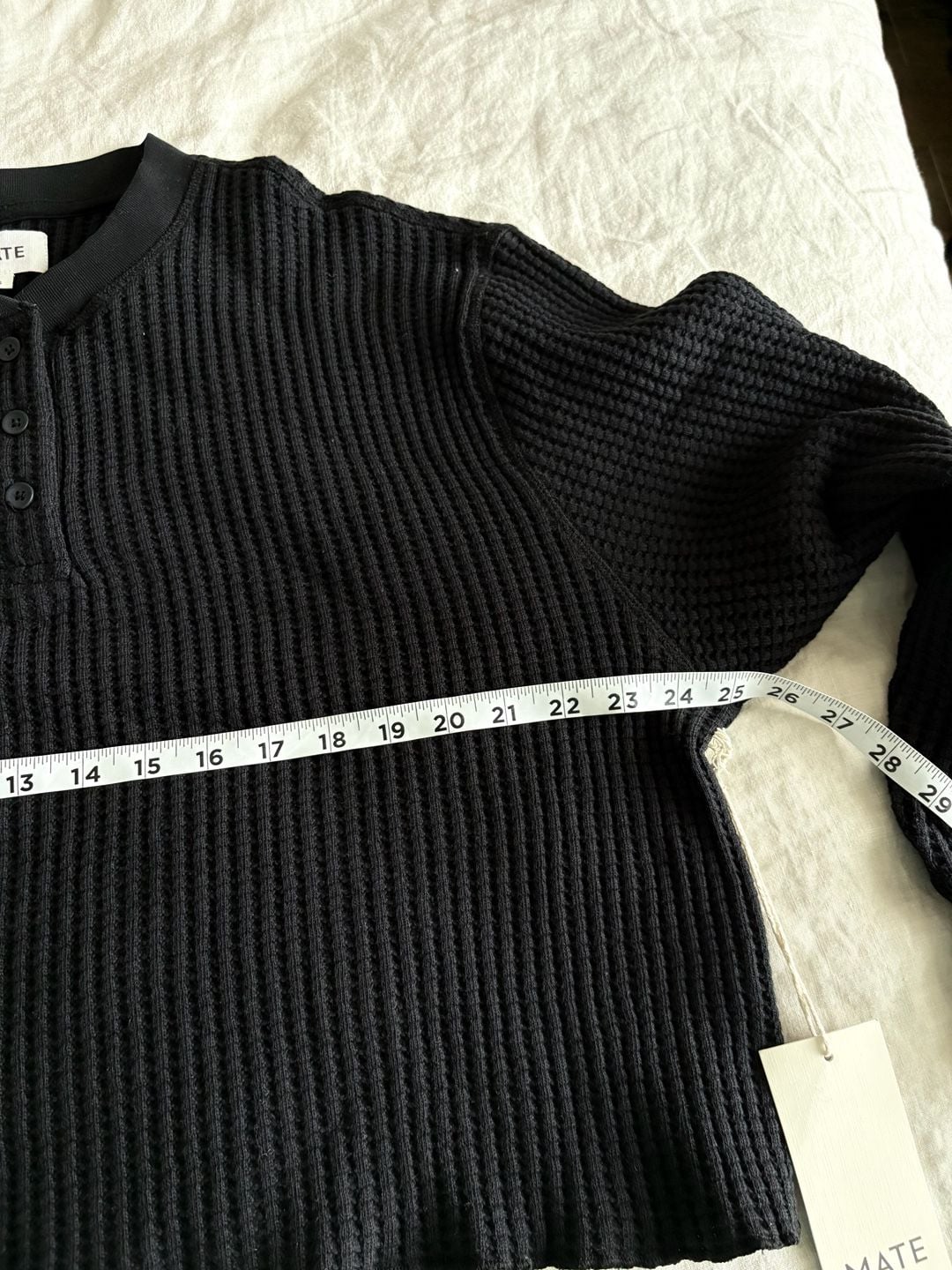 Mate The Label Waffle Cropped Henley Size S Black 8