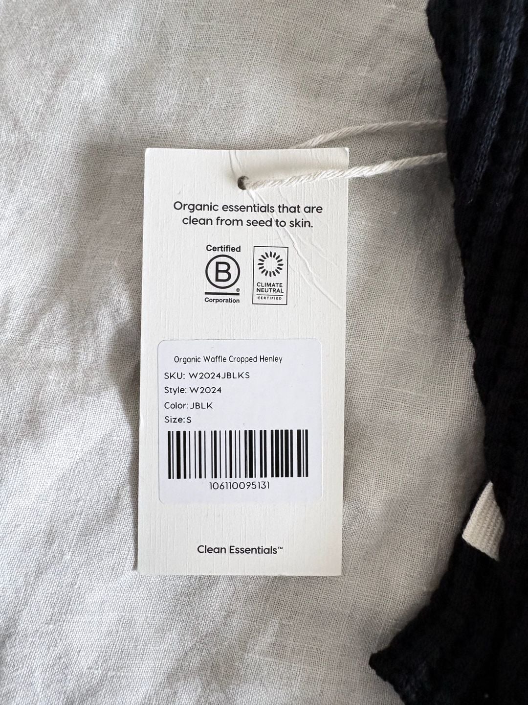 Mate The Label Waffle Cropped Henley Size S Black 9