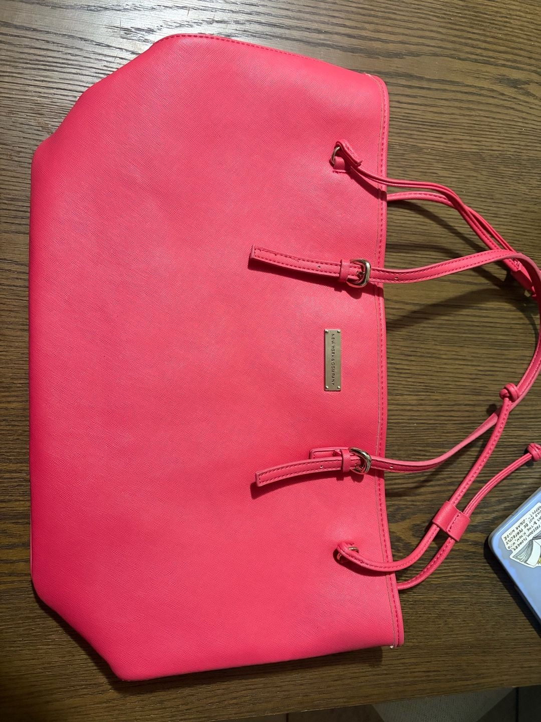 New York & Company Saffiano Leather Tote Bag Hot Pink 2