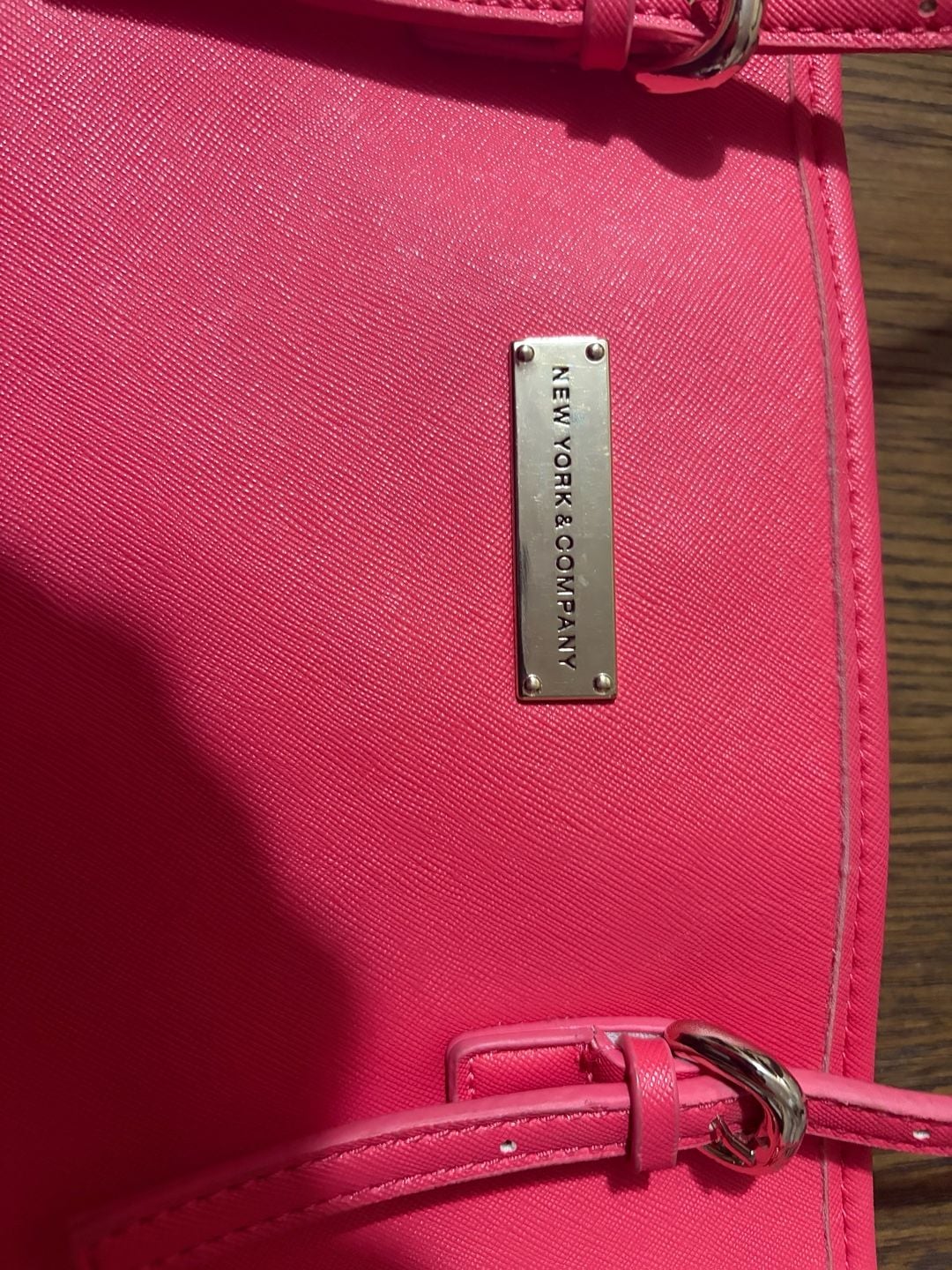 New York & Company Saffiano Leather Tote Bag Hot Pink 3
