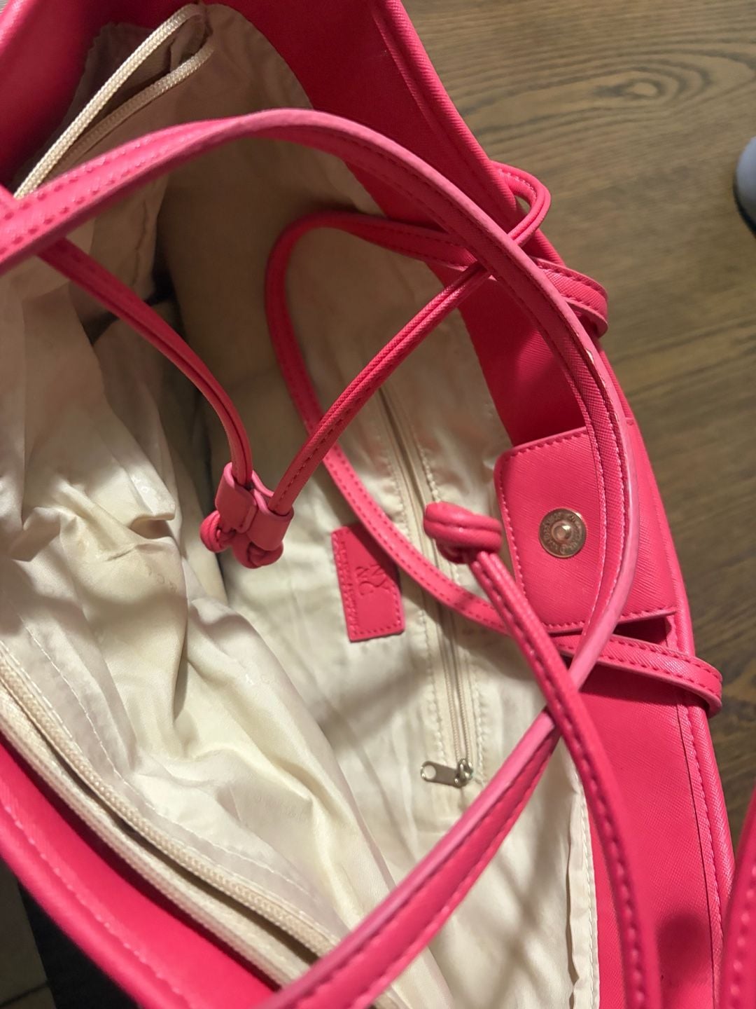 New York & Company Saffiano Leather Tote Bag Hot Pink 4