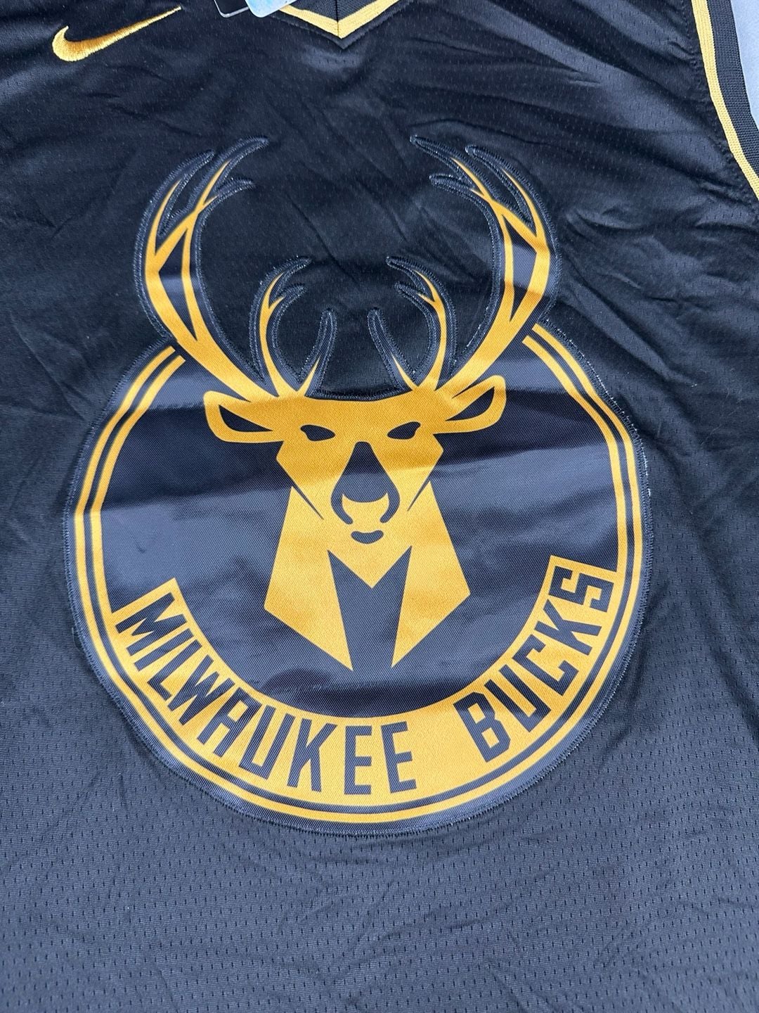 Nike Milwaukee Bucks Swingman Jersey Size 50 Black Golden Edition 4