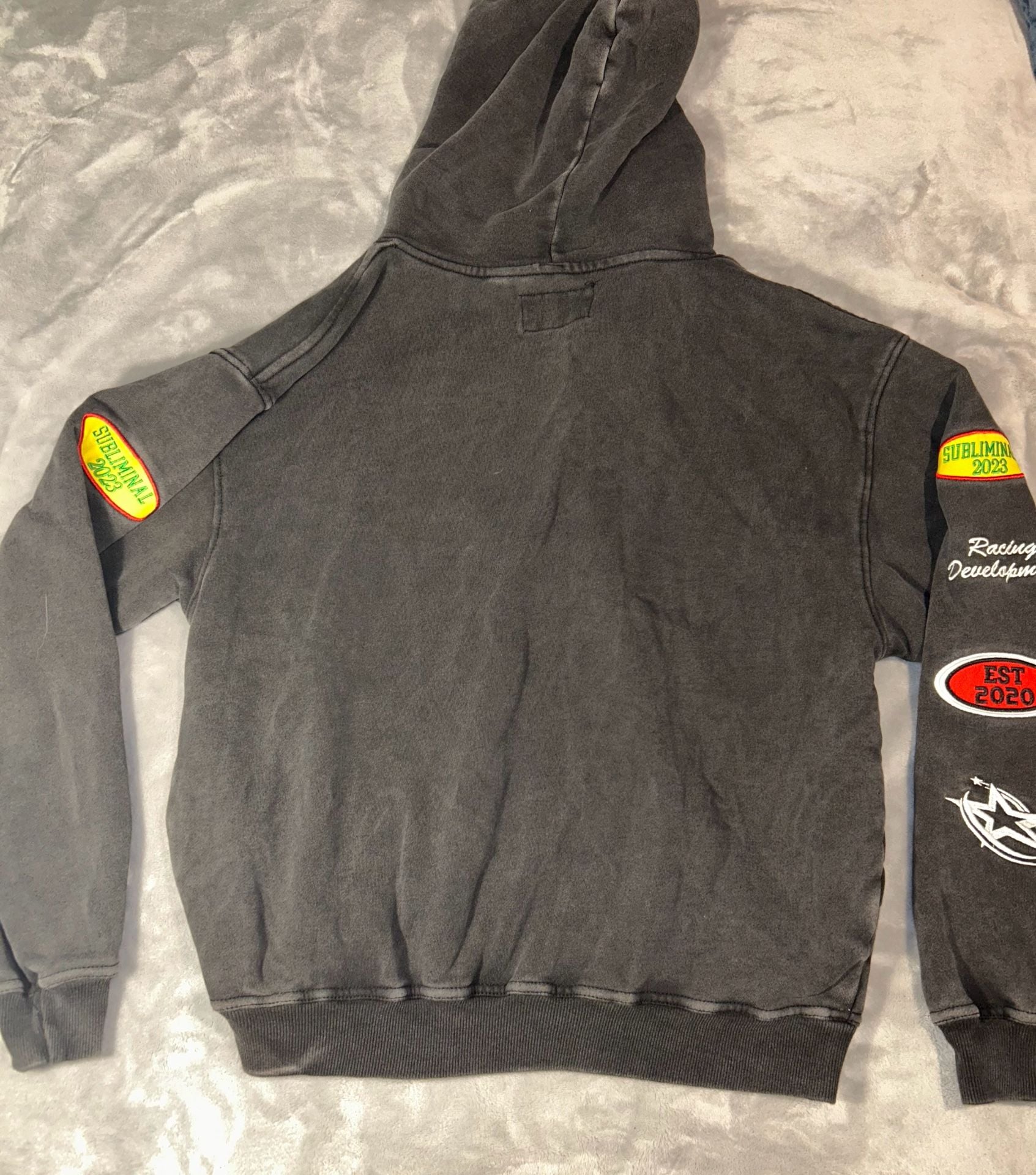 Men’s  Subliminal Racing Team Full Zip Hoodie Black all patches size small  9