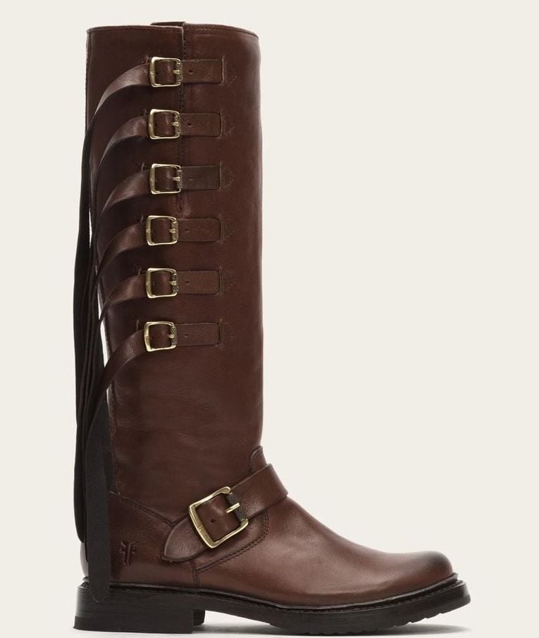 Frye Veronica Strap Tall Chocolate Knee High Boots Cowboy Riding SZ 9.5 l 2
