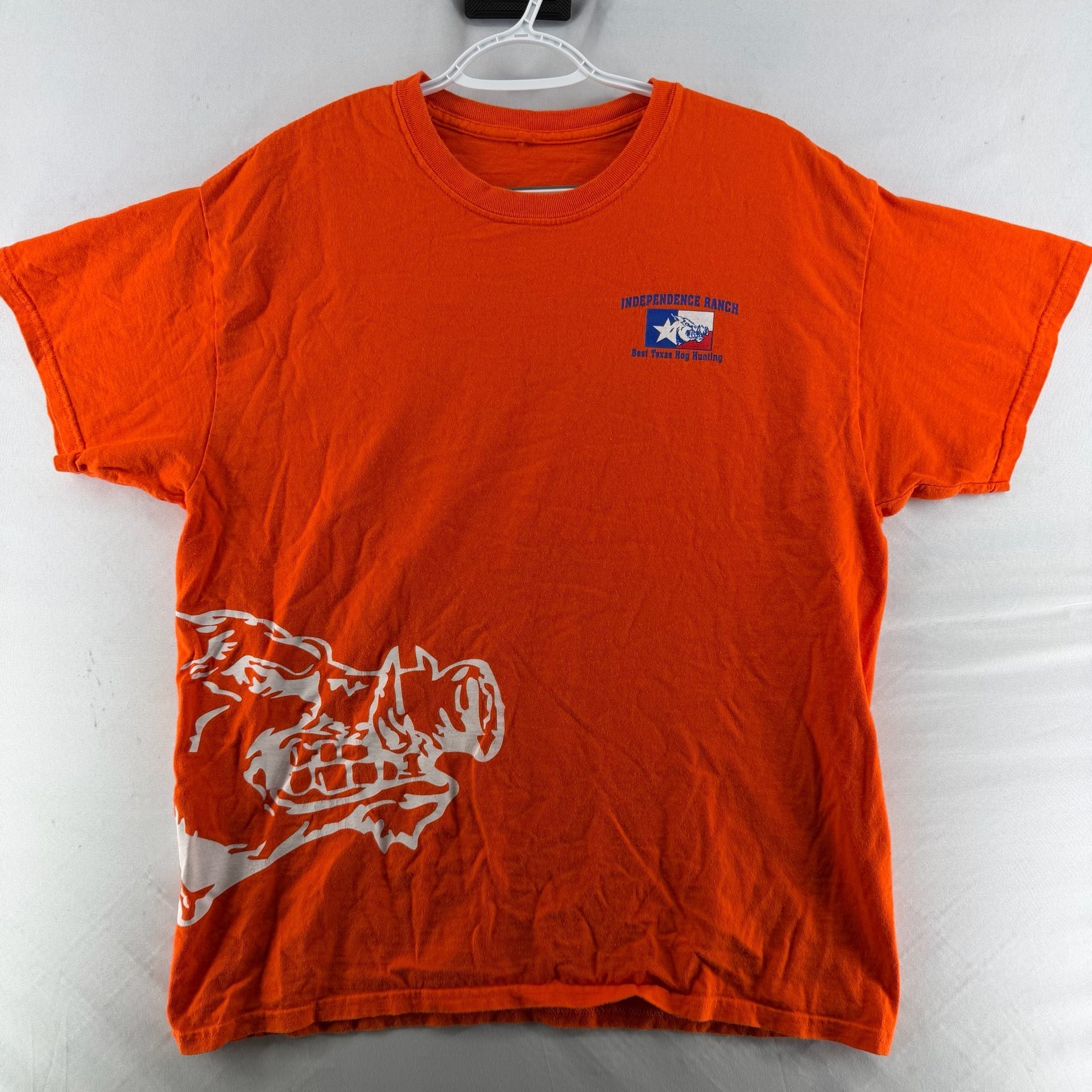 1670 Independence Ranch T-Shirt Orange Hog Hunting Graphic Tee Large 2